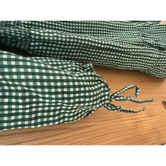 Faithfull The Brand Romina Linen Dress Smocked Green Gingham Sundress Size 4 - Picture 4 of 5